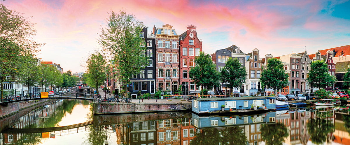 Amsterdam canal at dusk